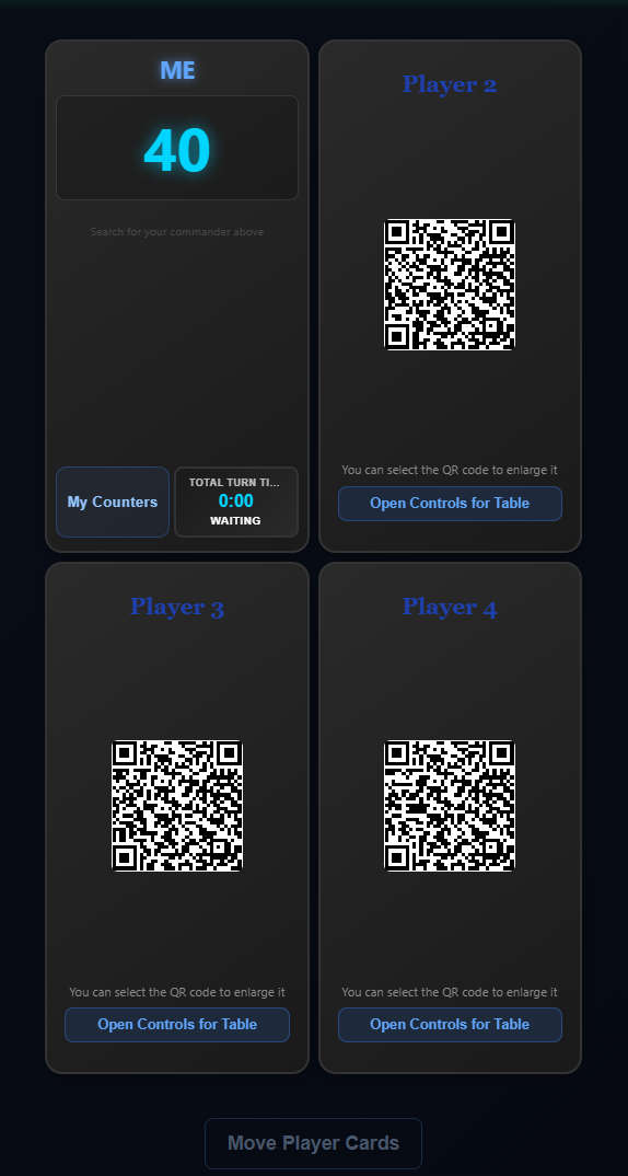 Host phone showing QR codes for other players to join